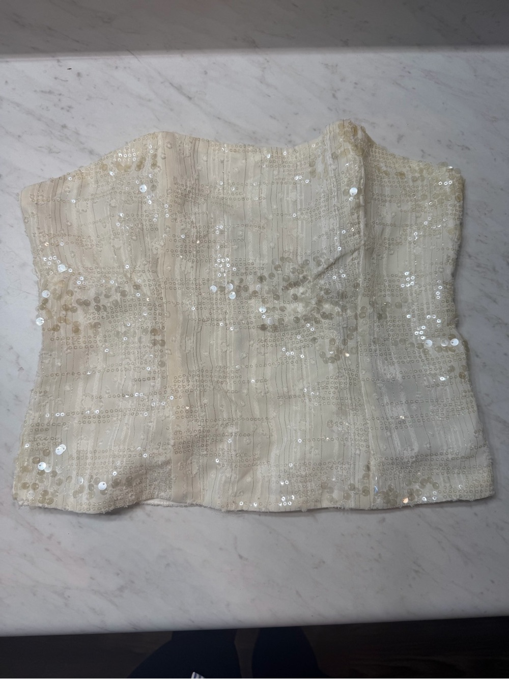 Lioness Revolve She’s All That Strapless Sequin Corset Top Bone L NWT Cocktail
